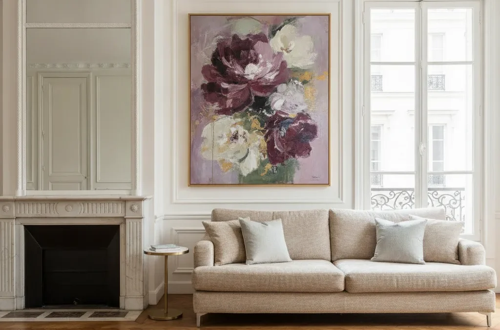 Associer couleurs tableau déco dans un salon haussmannien
